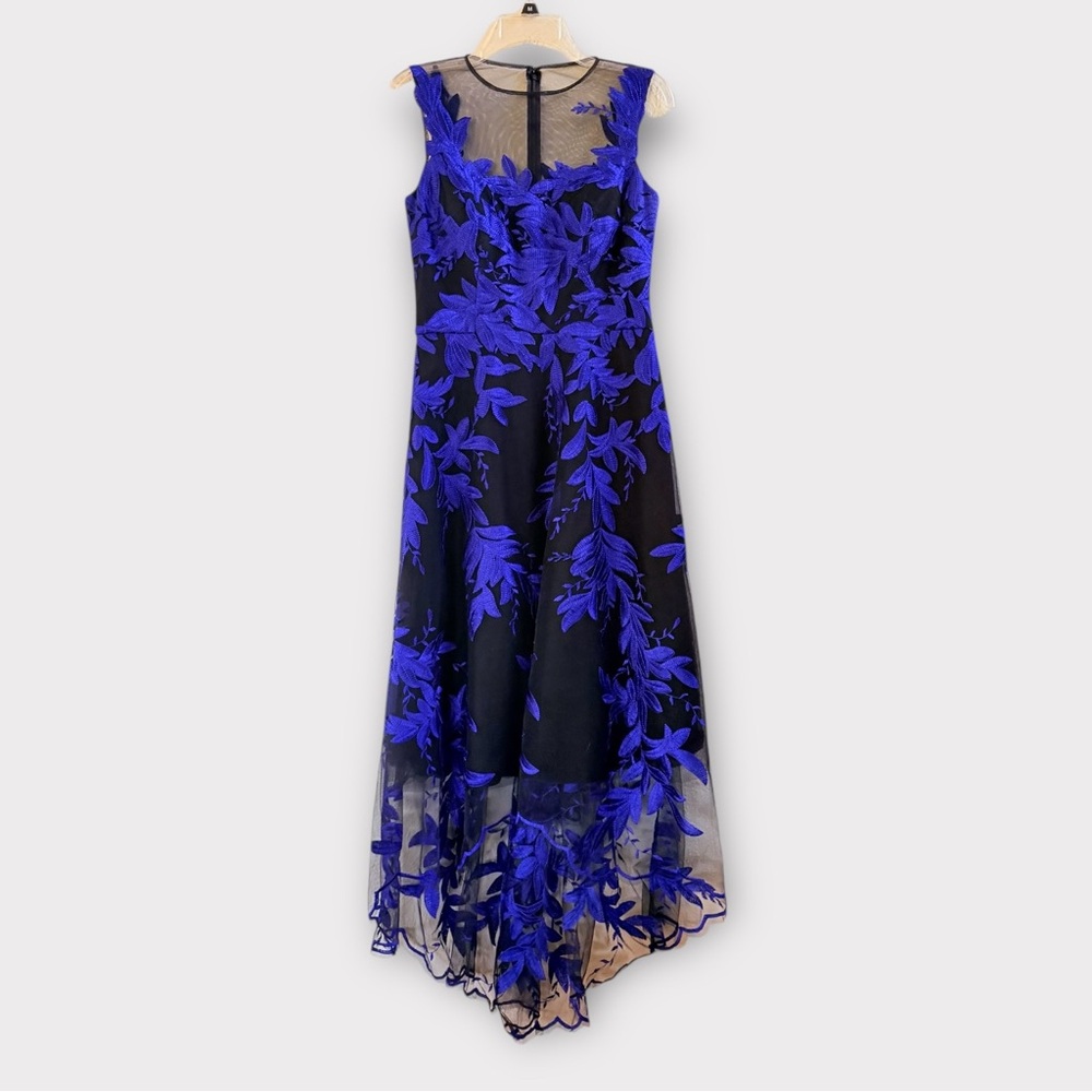Mariel black with royal blue embroidered dress - Picture 2 of 12
